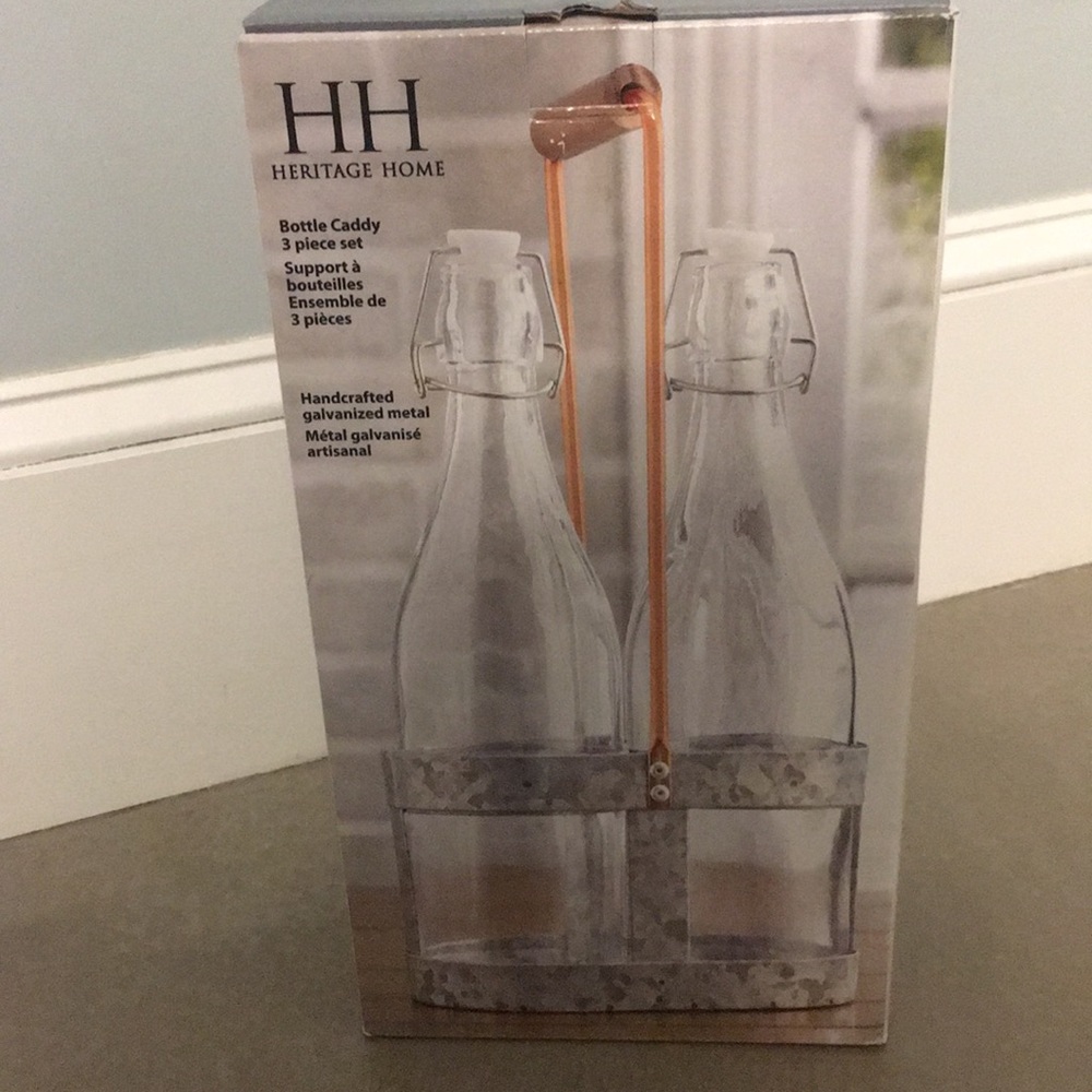 🆕Bottle Caddy 3 piece set Handcrafted galvanized metal